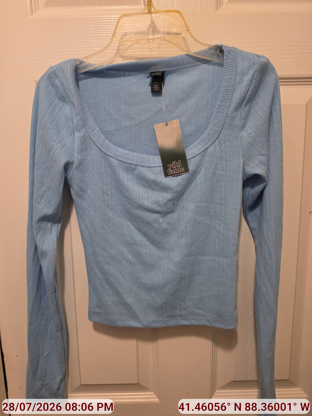 wild fable Pale Blue Scoop Neck Long Sleeve Top